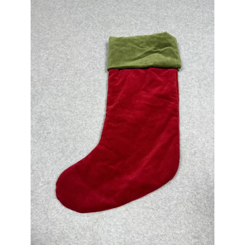 Pottery Barn Red Green Velvet Christmas Stocking 